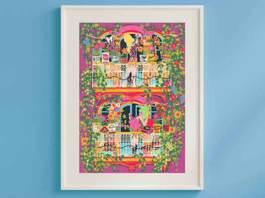 Summer Garden Balcony Art Print - Balcony Garden Poster