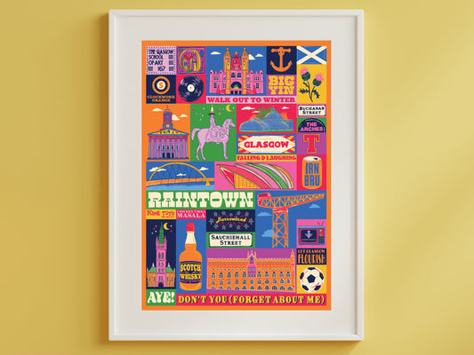 Glasgow Poster - Glasgow Scotland Art Print - Graduation - Housewarming Gift