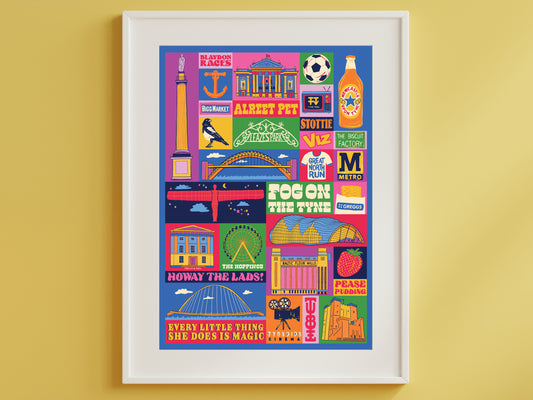 Newcastle Upon Tyne Poster - Newcastle England Art Print - Graduation - Housewarming Gift