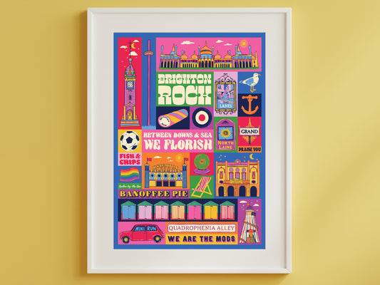 Brighton and Hove Poster - Brighton England Art Print - Graduation - Housewarming Gift