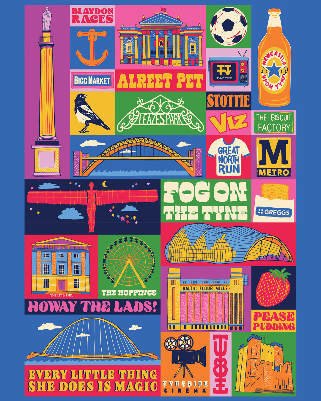 Newcastle Upon Tyne Poster - Newcastle England Art Print - Graduation - Housewarming Gift