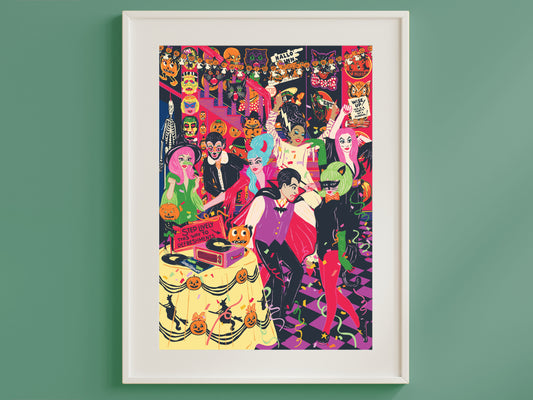 Halloween House Party Print - Haunted House Poster