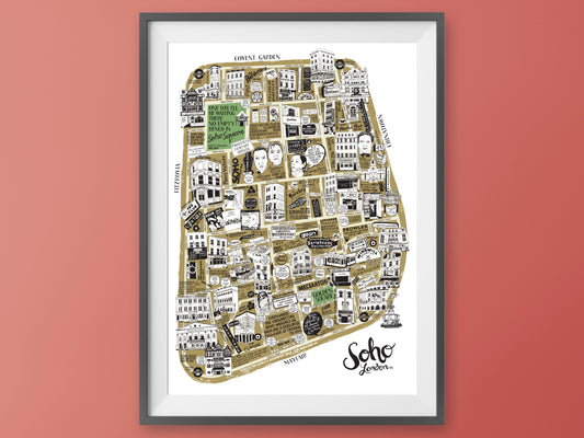 Soho London - Illustrated Map Print