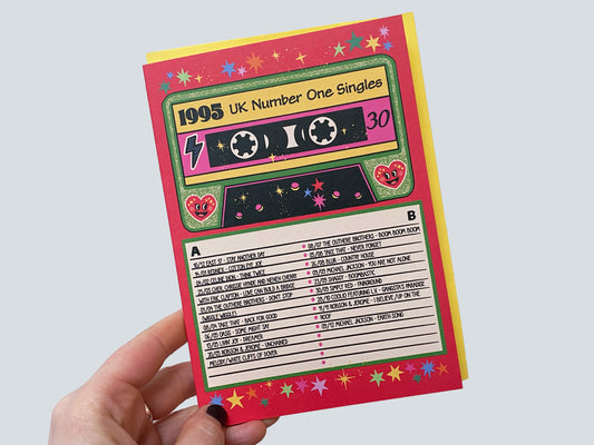 30th Birthday Greeting Card - Number One Chart Singles 1995 Card